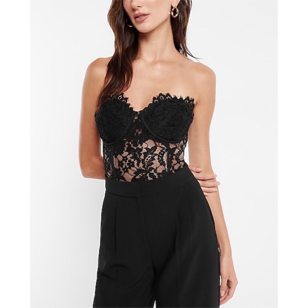 Express Allover Lace Strapless Corset Tube Top NWT
